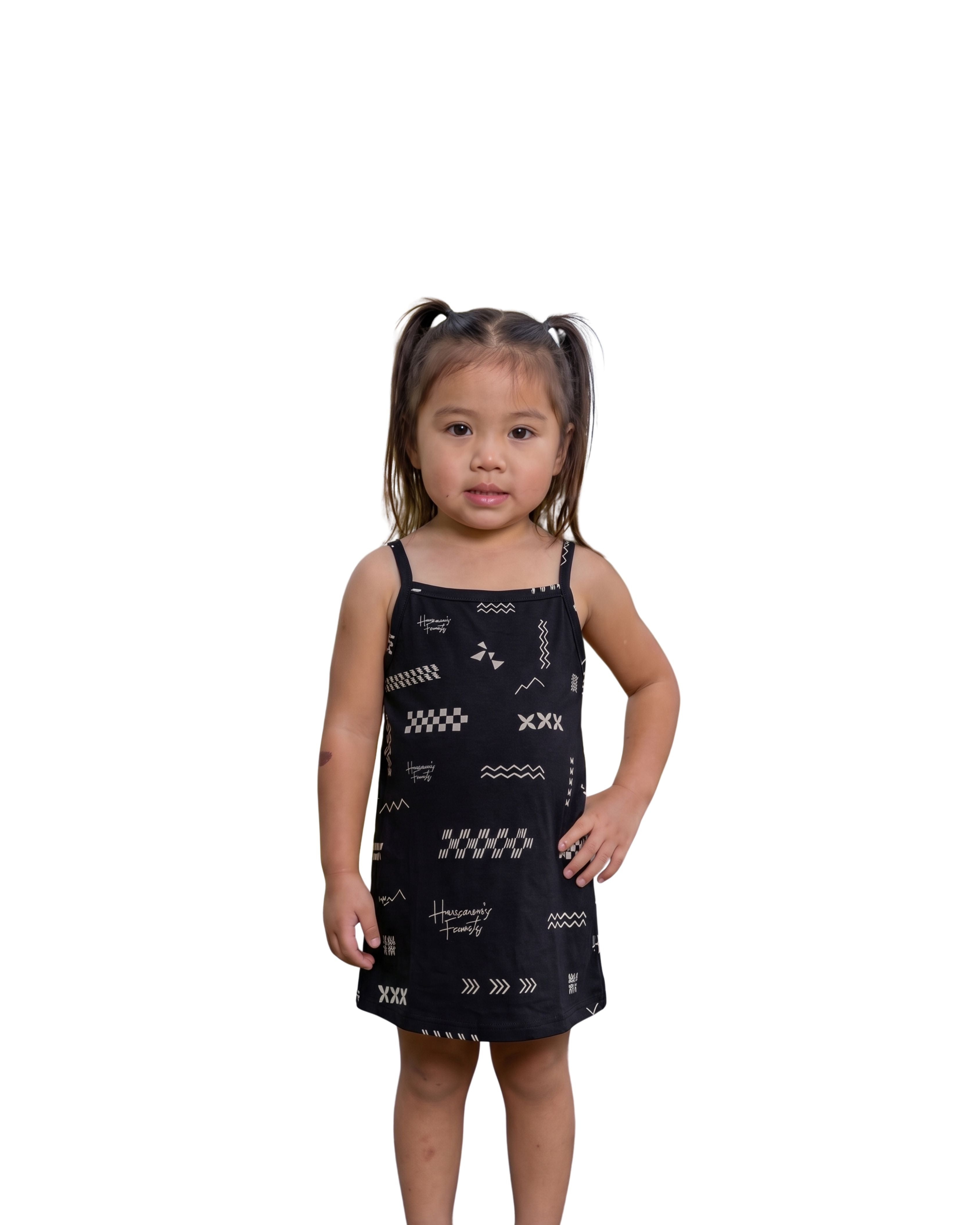 ʻANO KĀPALA PĒPĒ BLACK & WHITE CAMI DRESS Shirts Hawaii's Finest 6-12 MONTHS 