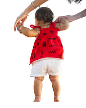 ʻANO KĀPALA PĒPĒ RED & BLACK RUFFLE TOP Shirts Hawaii's Finest 