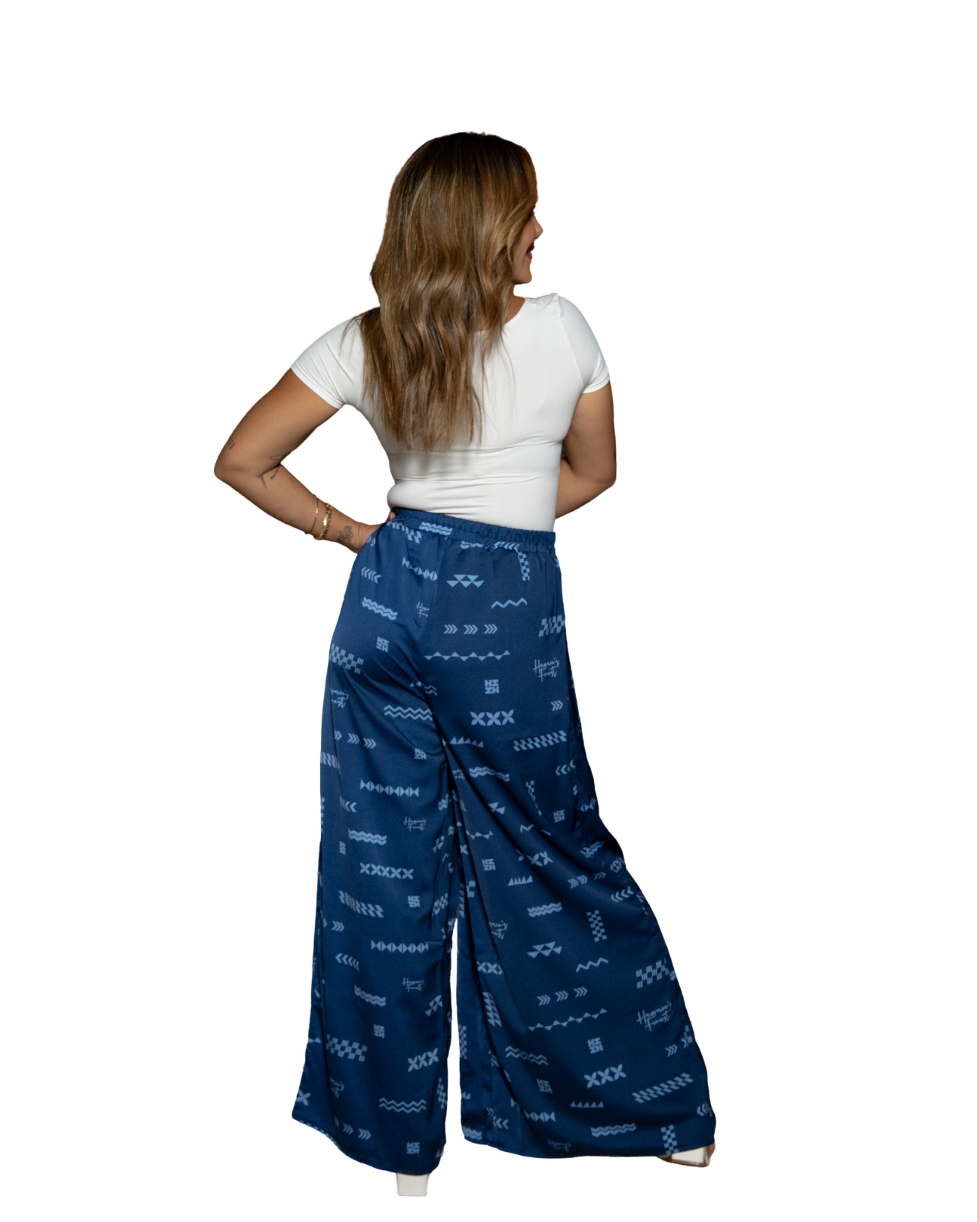 ʻANO KĀPALA WOMEN'S BLUE SPLIT THIGH PANTS Shirts Hawaii's Finest 