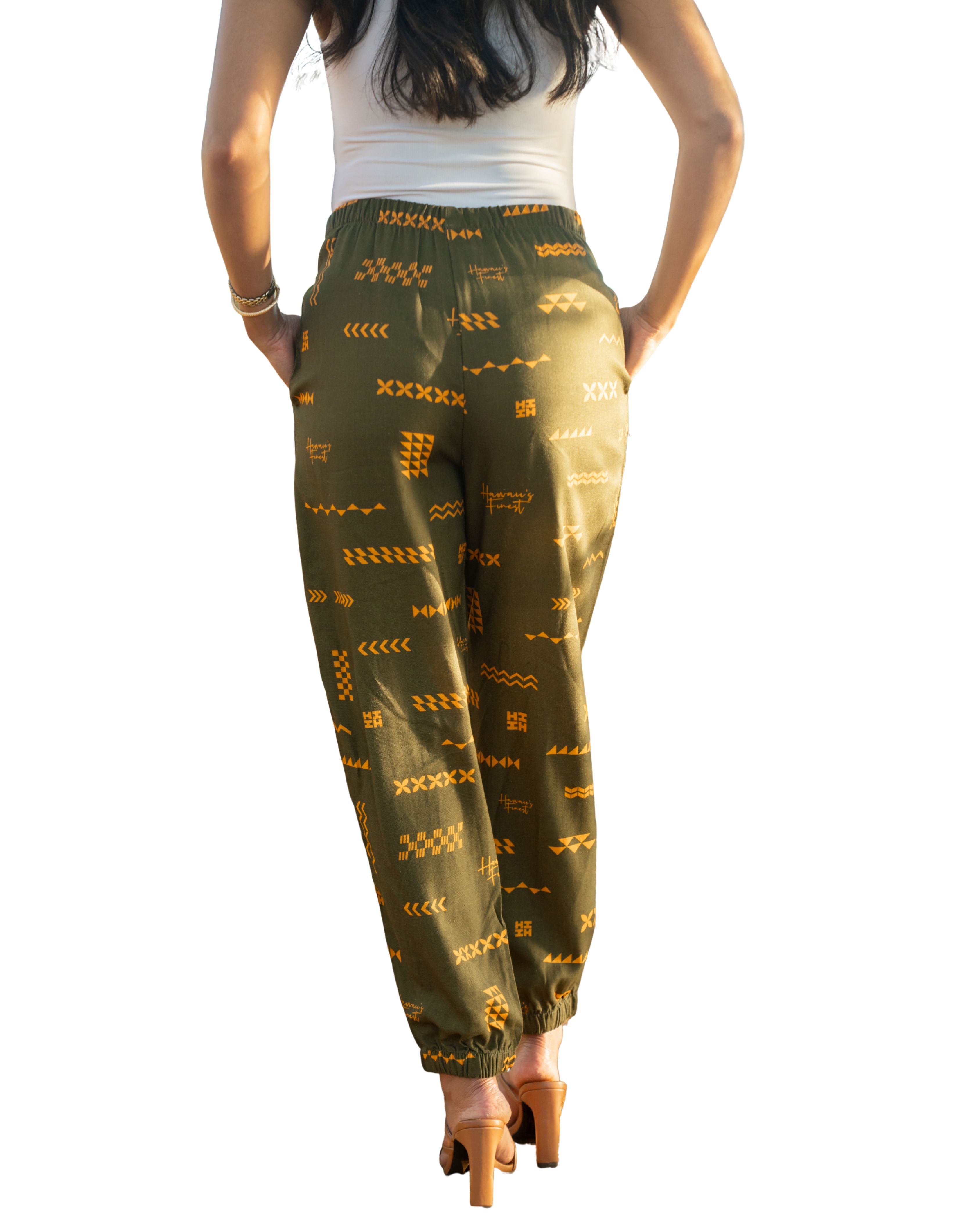 ʻANO KĀPALA WOMEN'S OLIVE & MUSTARD JOGGERS Shirts Hawaii's Finest 
