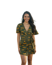 ʻANO KĀPALA WOMEN'S OLIVE & MUSTARD SIDE KNOT ROMPER Shirts Hawaii's Finest X-SMALL 