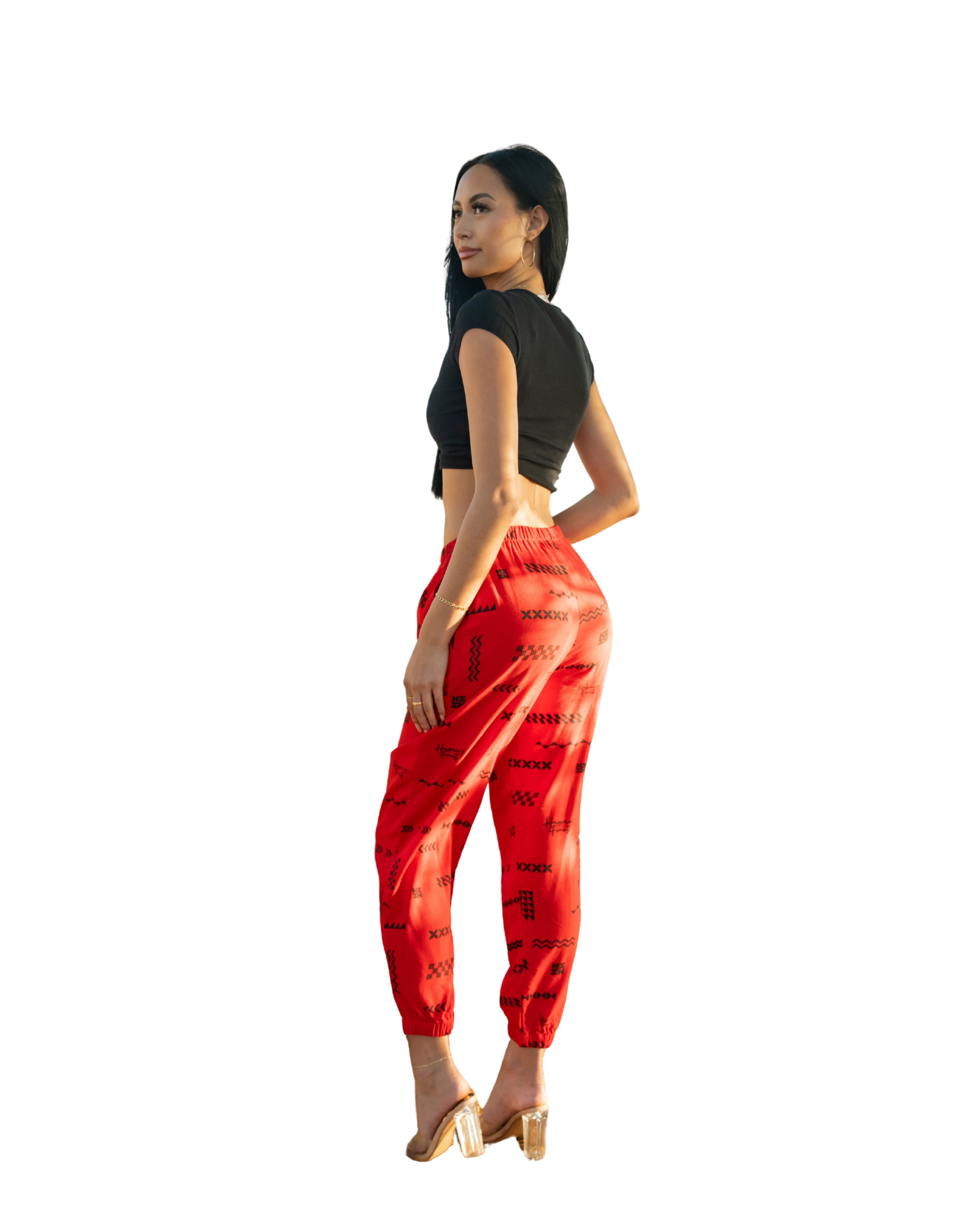 ʻANO KĀPALA WOMEN'S RED & BLACK JOGGERS Shirts Hawaii's Finest 