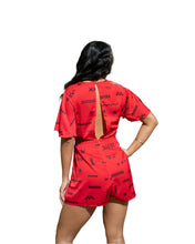 ʻANO KĀPALA WOMEN'S RED & BLACK SIDE KNOT ROMPER Shirts Hawaii's Finest 