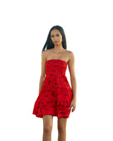 ʻANO KĀPALA WOMEN'S RED & BLACK STRAPLESS DRESS