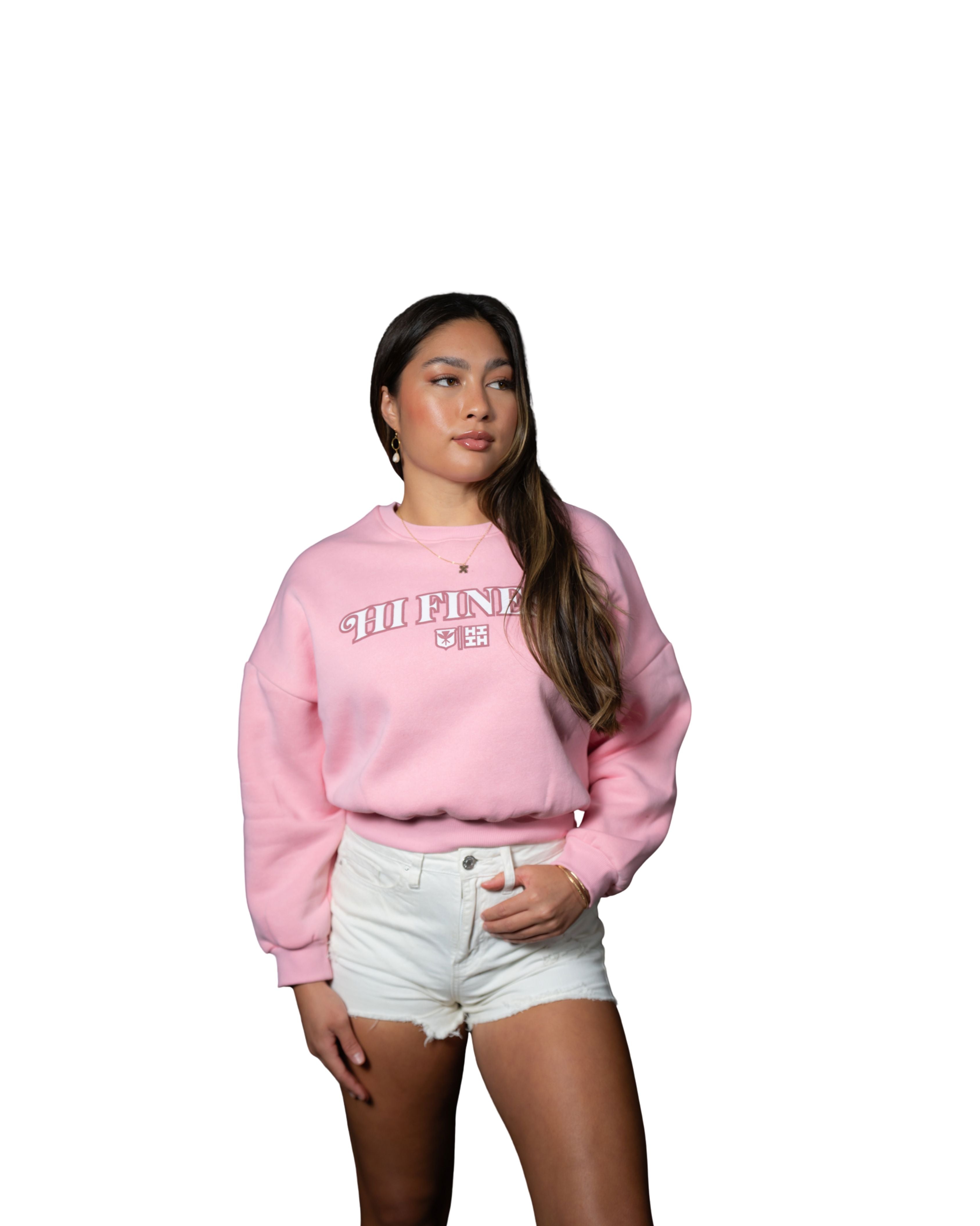 BABY PINK HI FINEST WOMEN'S OVERSIZED CROP SWEATER Jacket Hawaii's Finest X-SMALL 