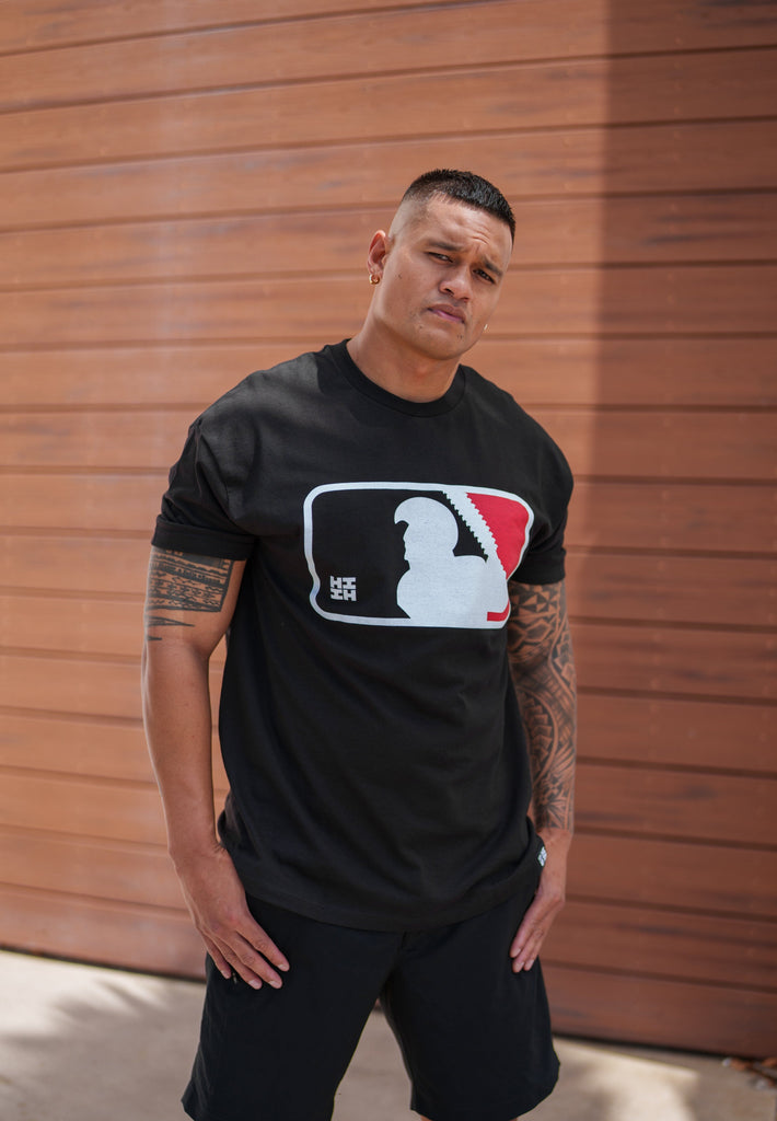 BATTER UP BLACK T-SHIRT Shirts Hawaii's Finest MEDIUM 