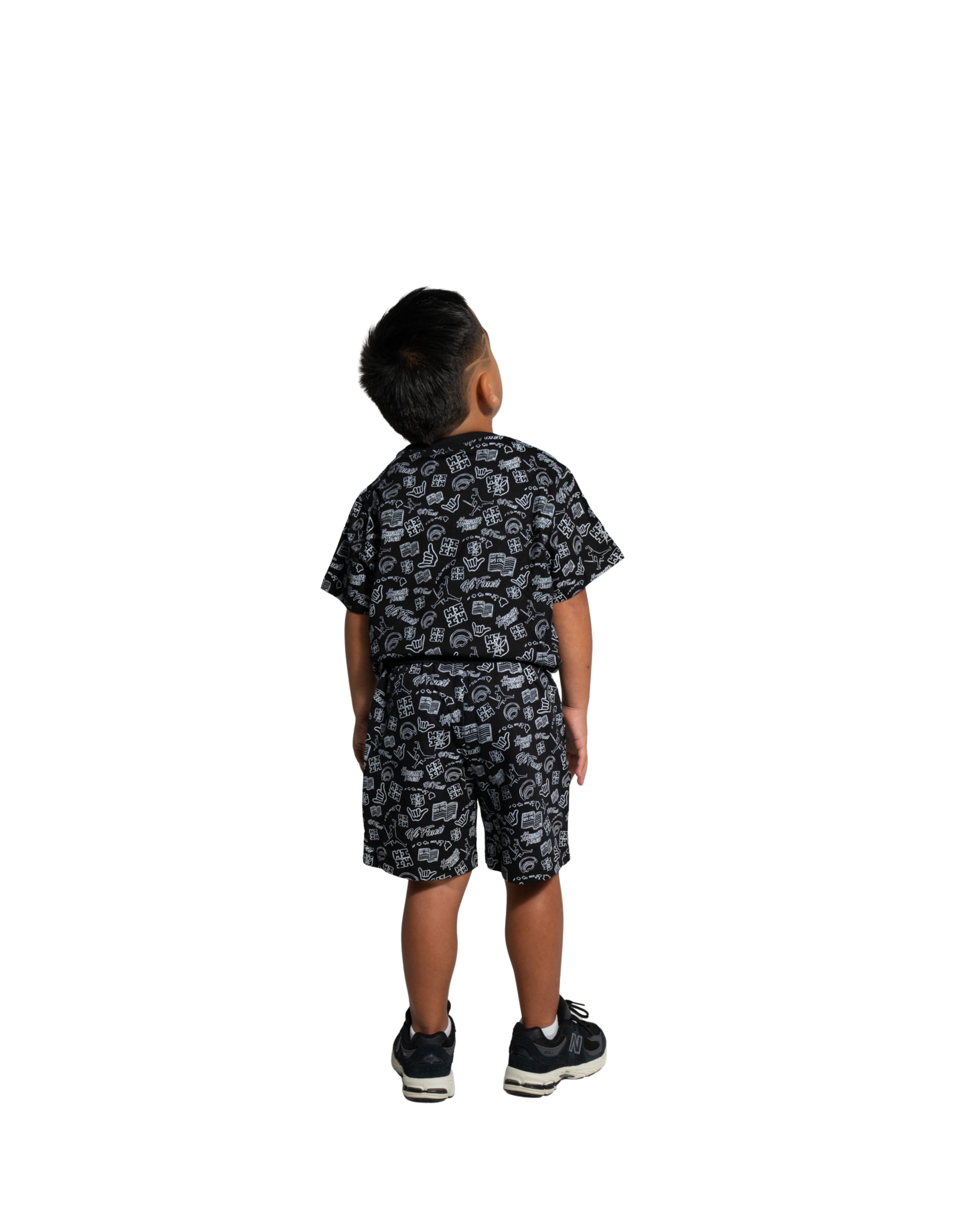 BLACK DOODLE KEIKI SHORTS Shirts Hawaii's Finest XX-SMALL 