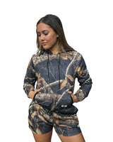 BLACK EDGE REAL TREE CAMO WOMEN'S CROP HOODIE