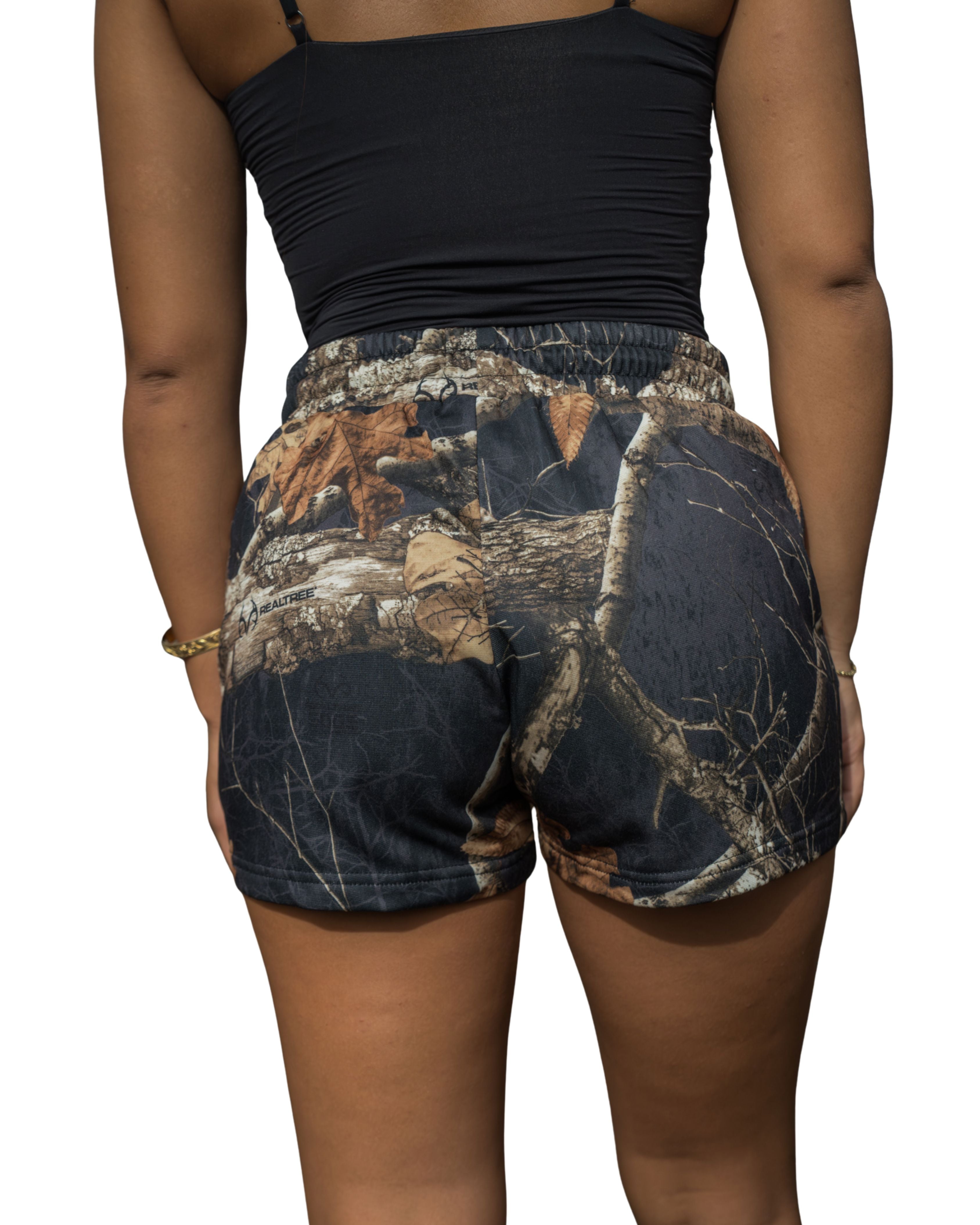 BLACK EDGE REAL TREE CAMO WOMEN'S LOUNGE SHORTS Jacket Hawaii's Finest 
