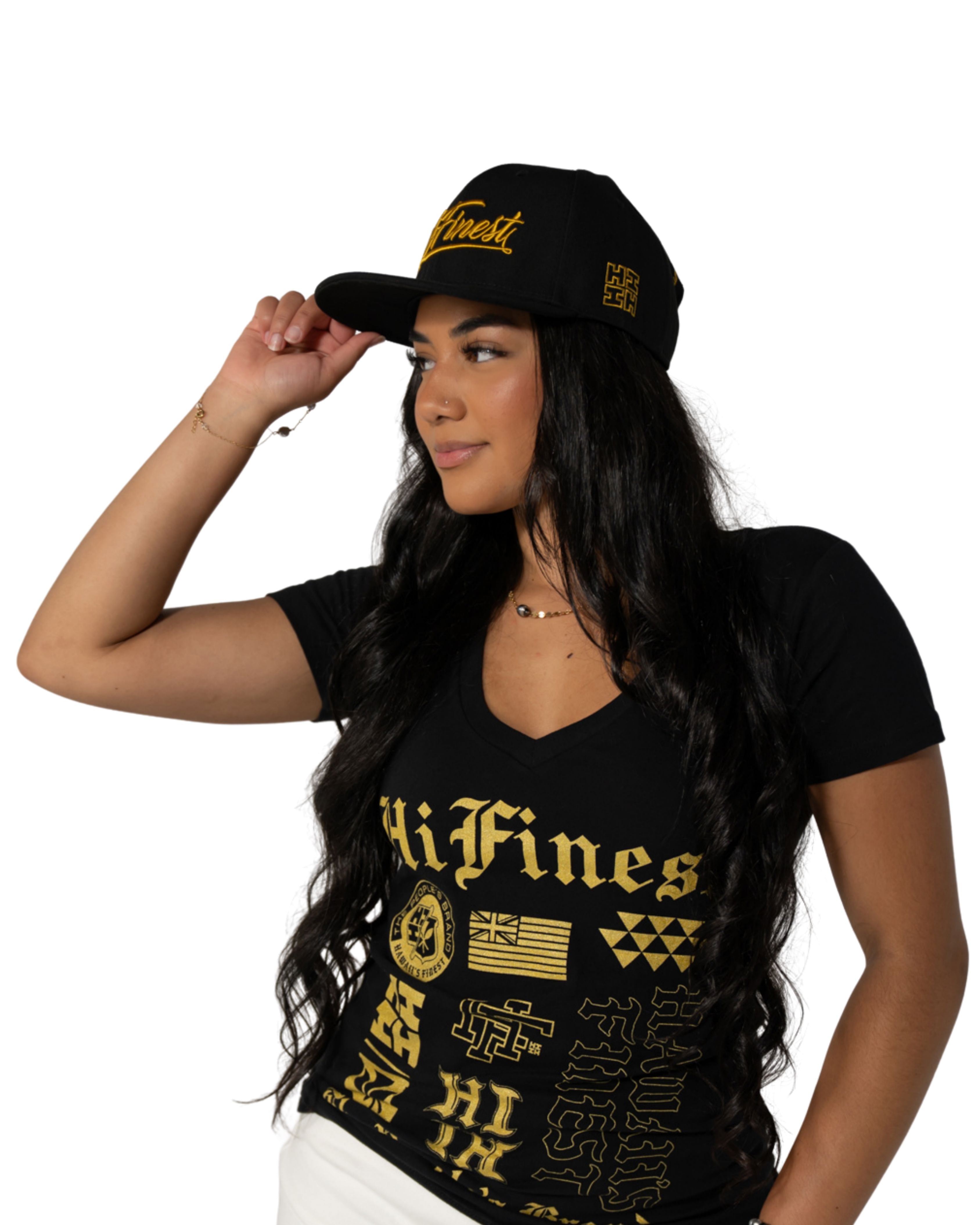BLACK & GOLD SCRIPT HAT Hat Hawaii's Finest 