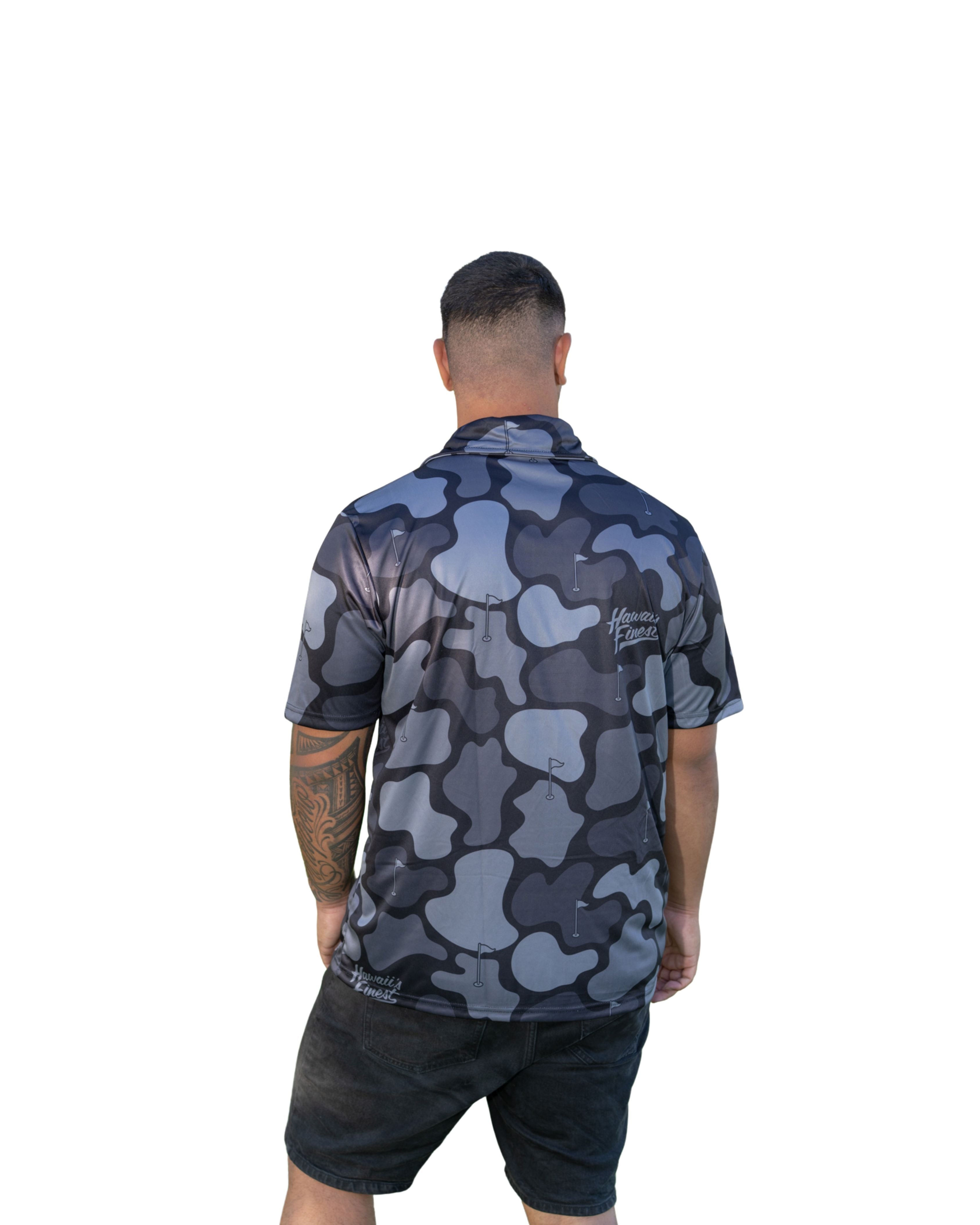 BLACK & GRAY GOLF CAMO GOLF SHIRT Shirts Hawaii's Finest 