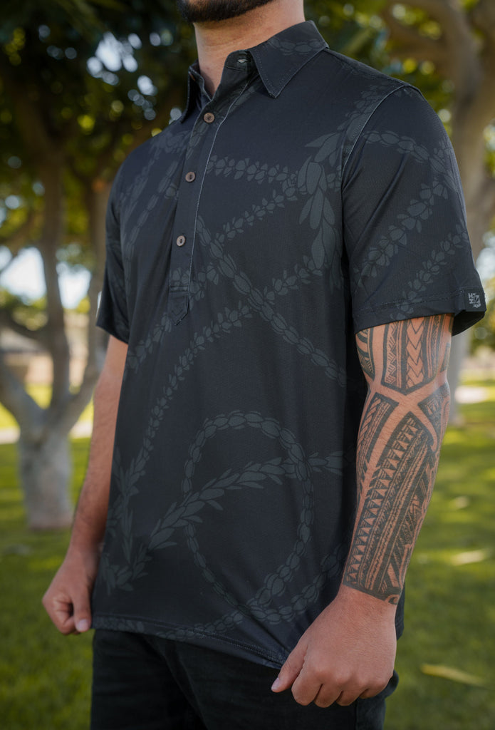 BLACK & GRAY LEIS ALOHA POLO Polo Hawaii's Finest 