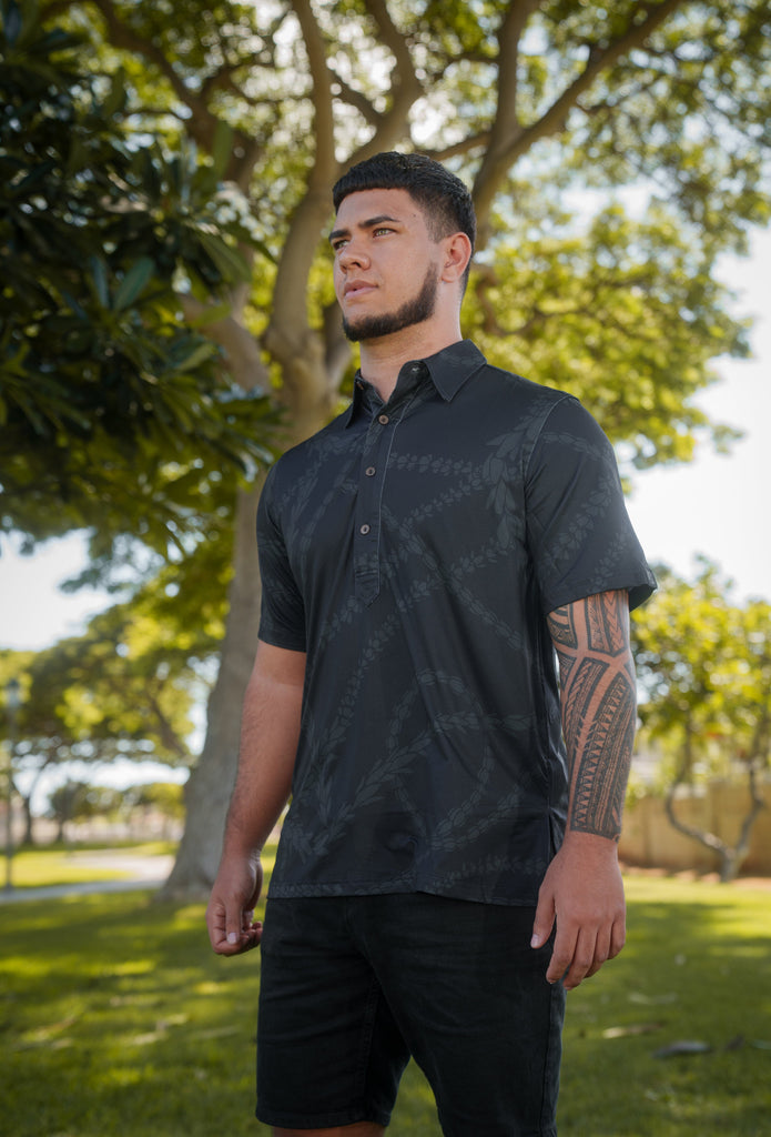 BLACK & GRAY LEIS ALOHA POLO Polo Hawaii's Finest 