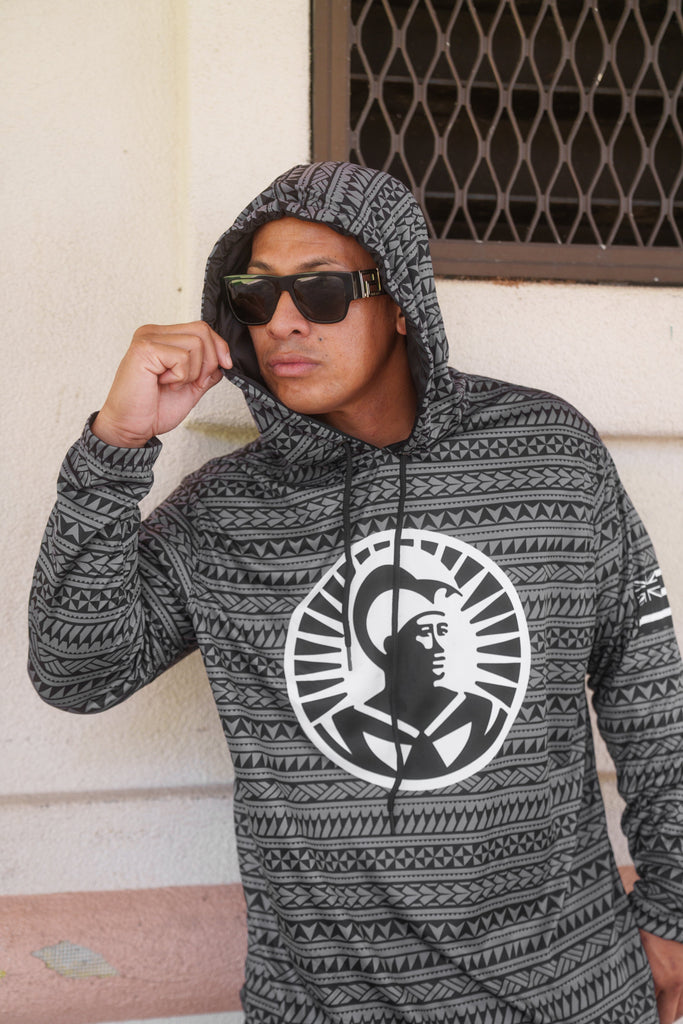 BLACK & GRAY TRIBAL ALOHA FESTIVAL HOODIE Jacket Hawaii's Finest 