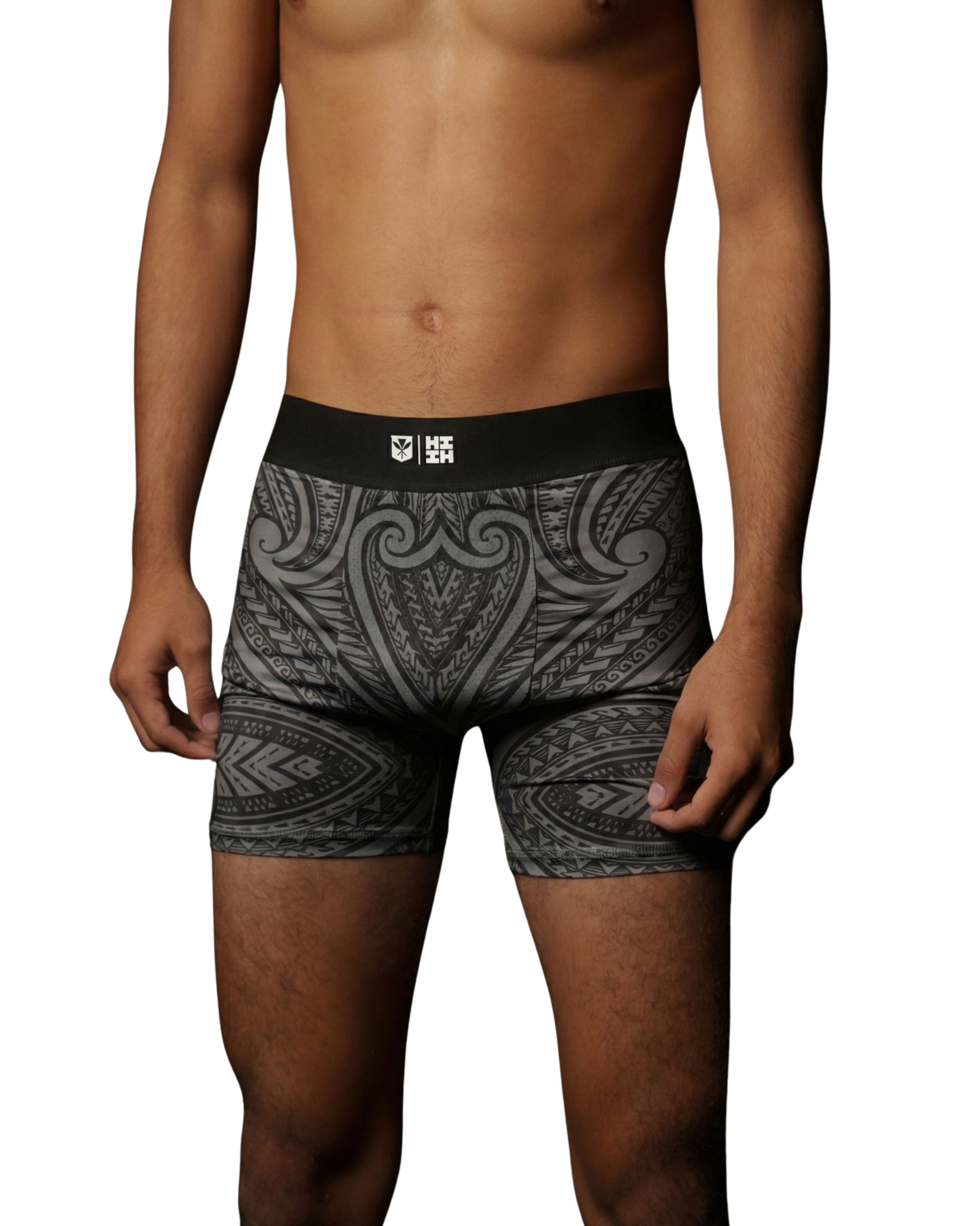 BLACK & GRAY TRIBAL MEN'S BOXERS Shorts Hawaii's Finest 