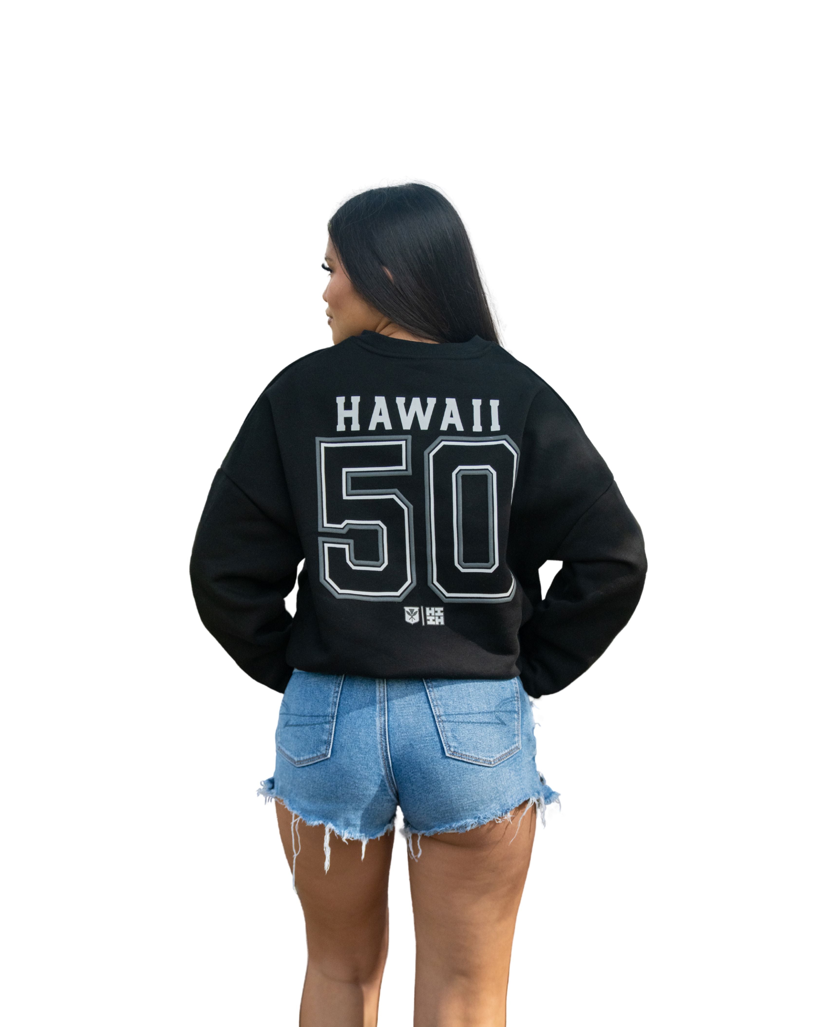 BLACK HAWAII SCRIPT OVERSIZED SWEATER Jacket Hawaii's Finest 