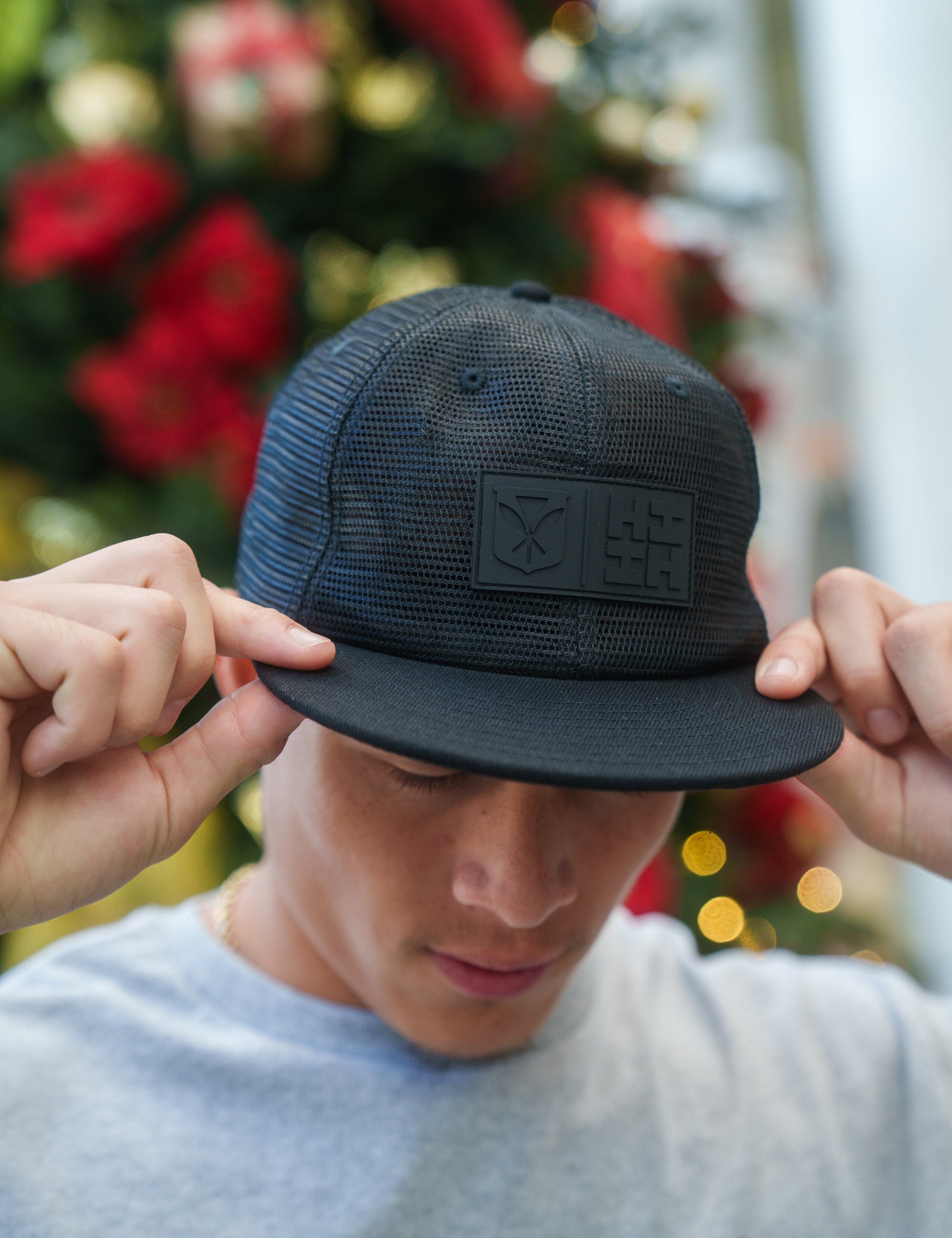 BLACK MESH SIMPLE LOGO HAT Hat Hawaii's Finest 