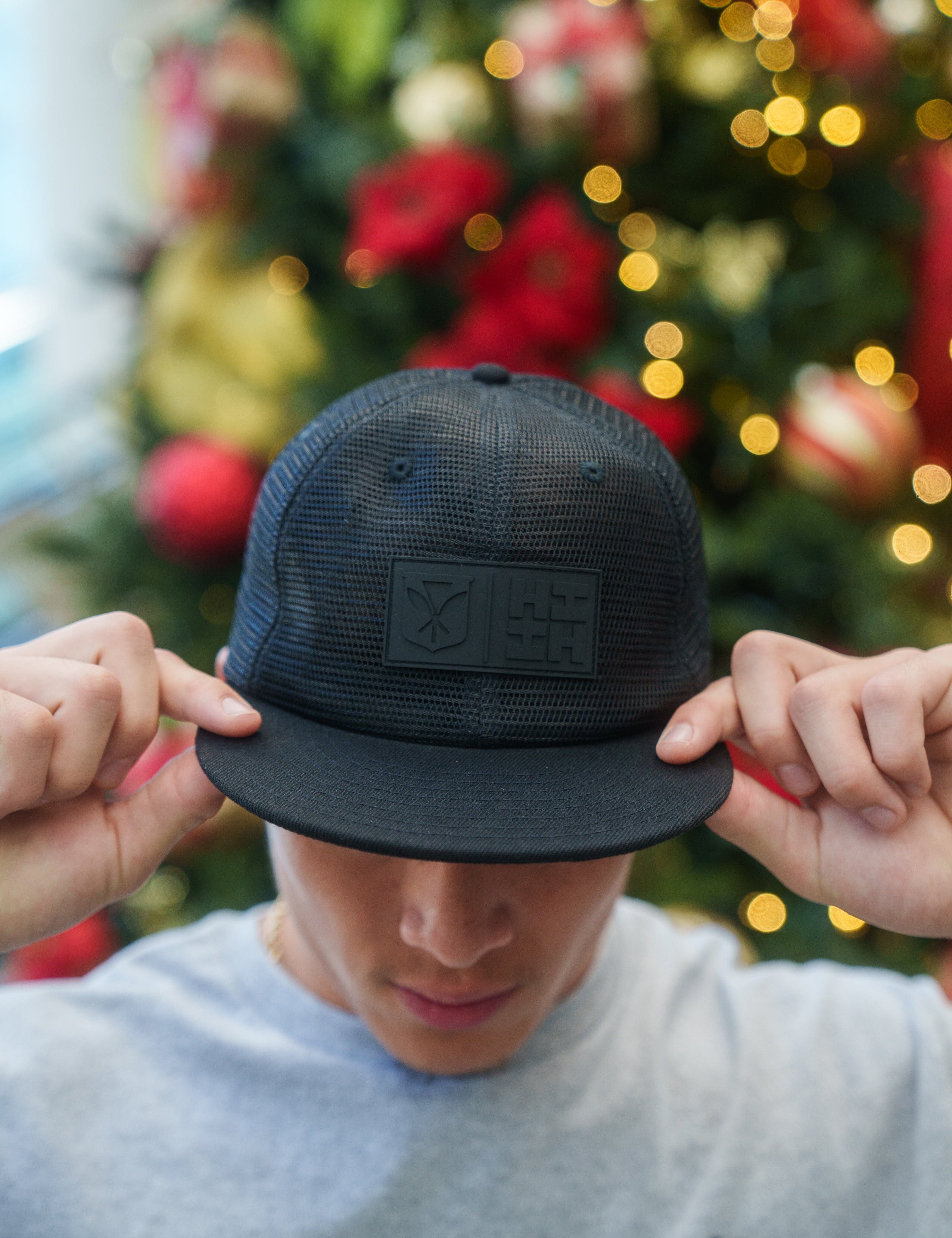 BLACK MESH SIMPLE LOGO HAT Hat Hawaii's Finest 