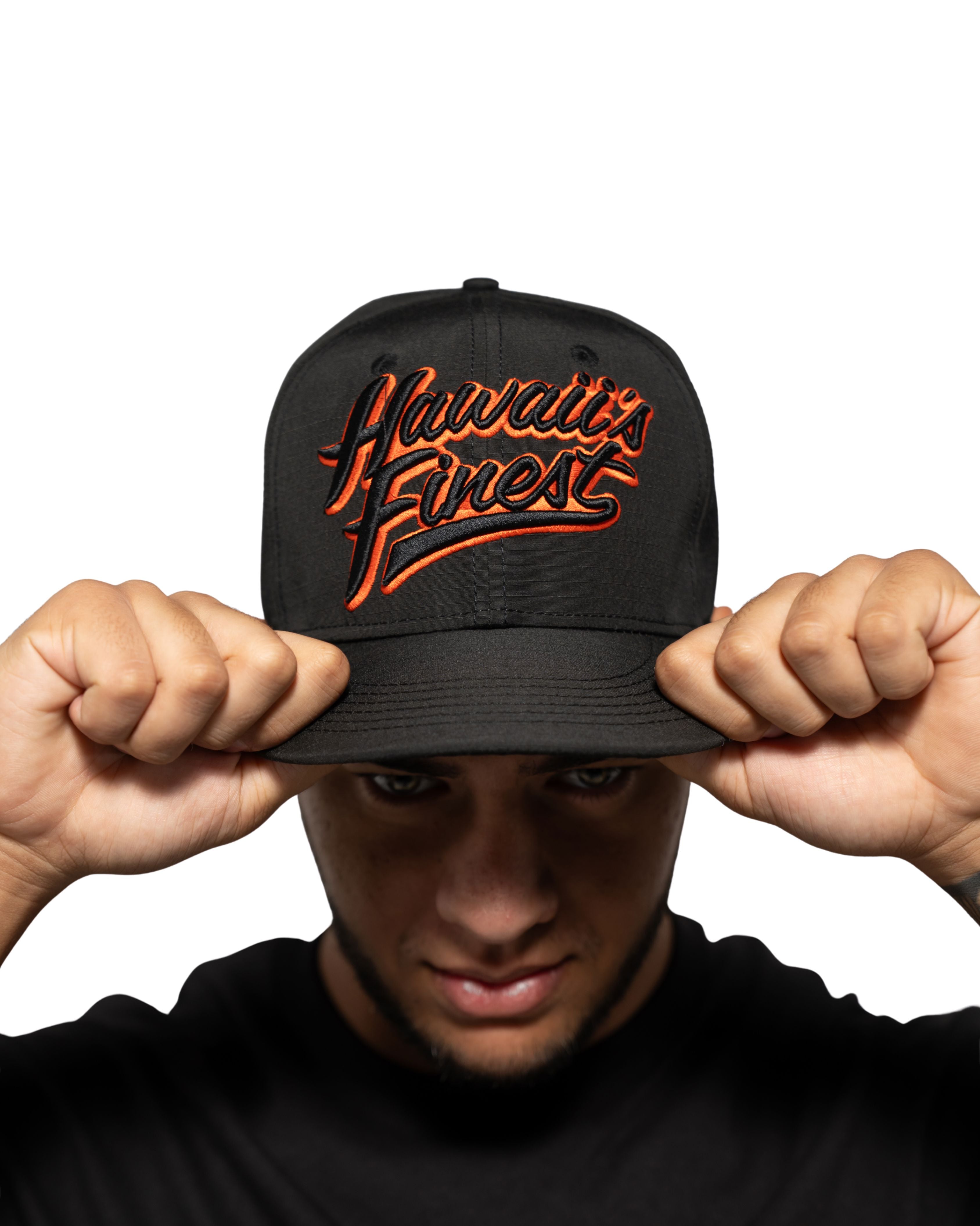 BLACK & ORANGE SCRIPT HAT Hat Hawaii's Finest 
