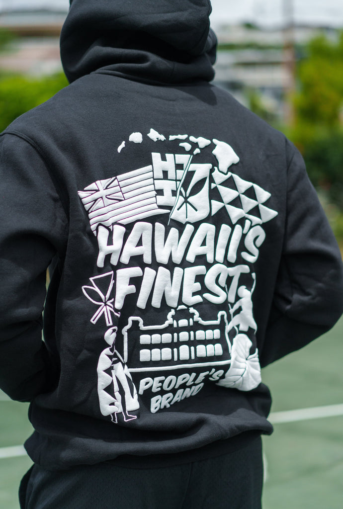 BLACK PUFF COLLAGE HOODIE Jacket Hawaii's Finest 