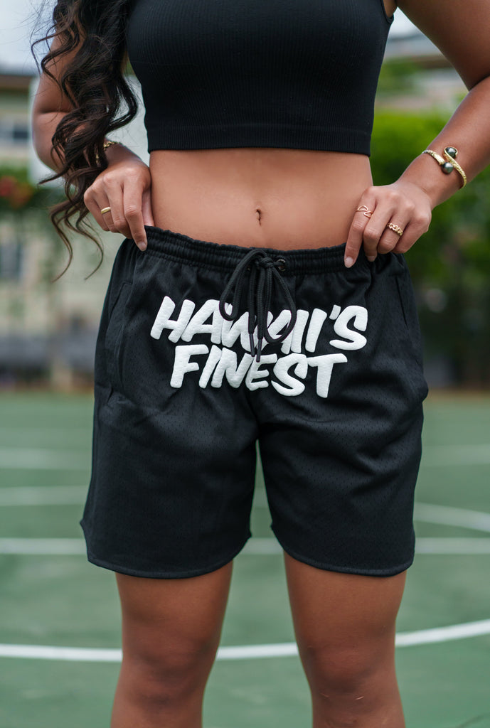 BLACK PUFF COLLAGE MESH SHORTS Shorts Hawaii's Finest SMALL 