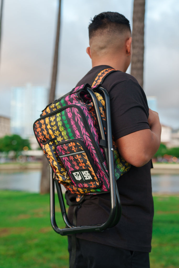 BLACK & RAINBOW LEIS COOLER CHAIR BACKPACK Bags Hawaii's Finest 