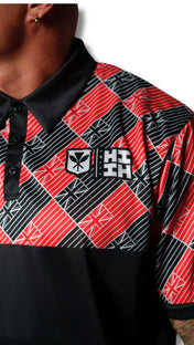 BLACK & RED FLAGS GOLF SHIRT Jersey Hawaii's Finest 