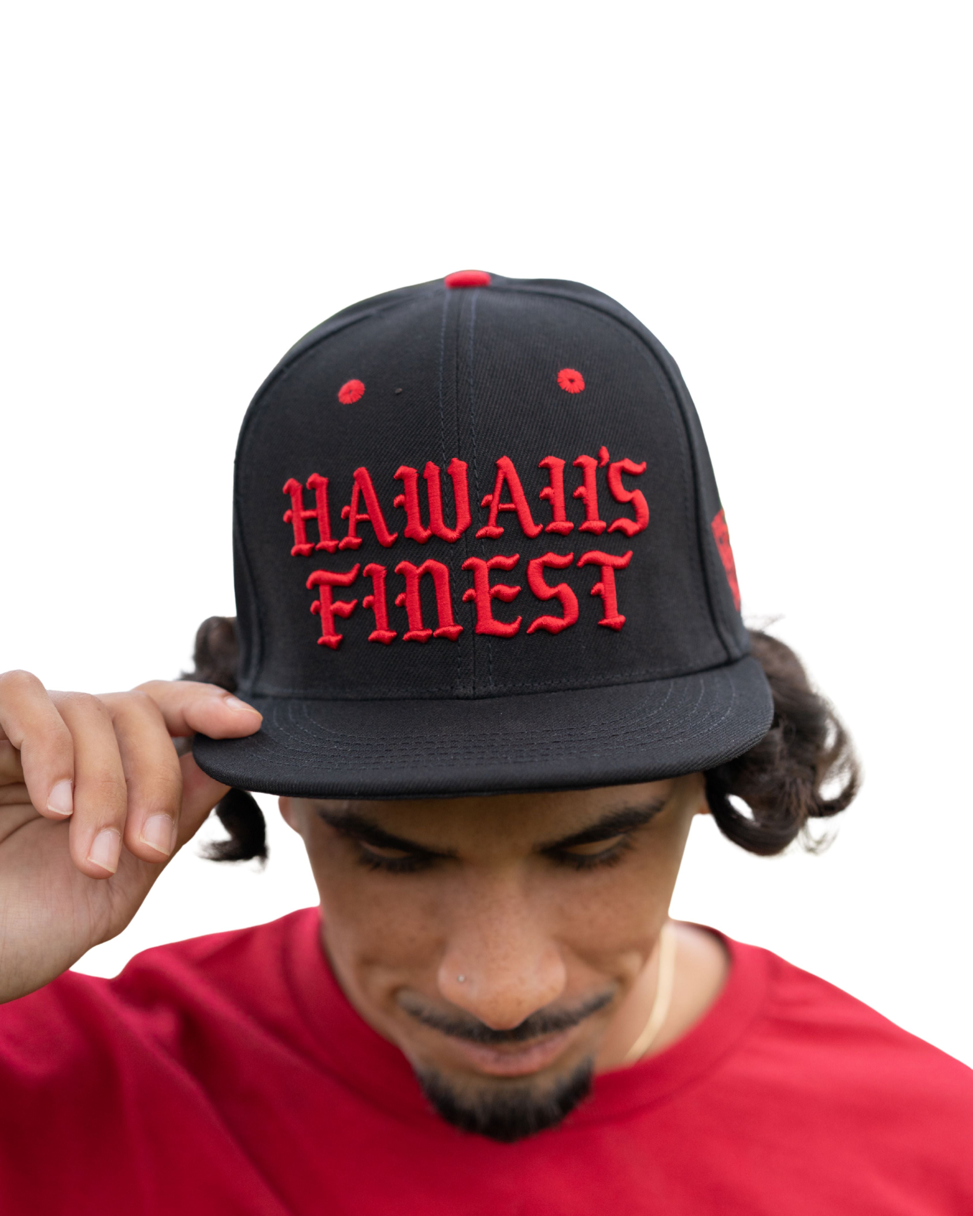 BLACK & RED OLD ENGLISH HAT Hat Hawaii's Finest 