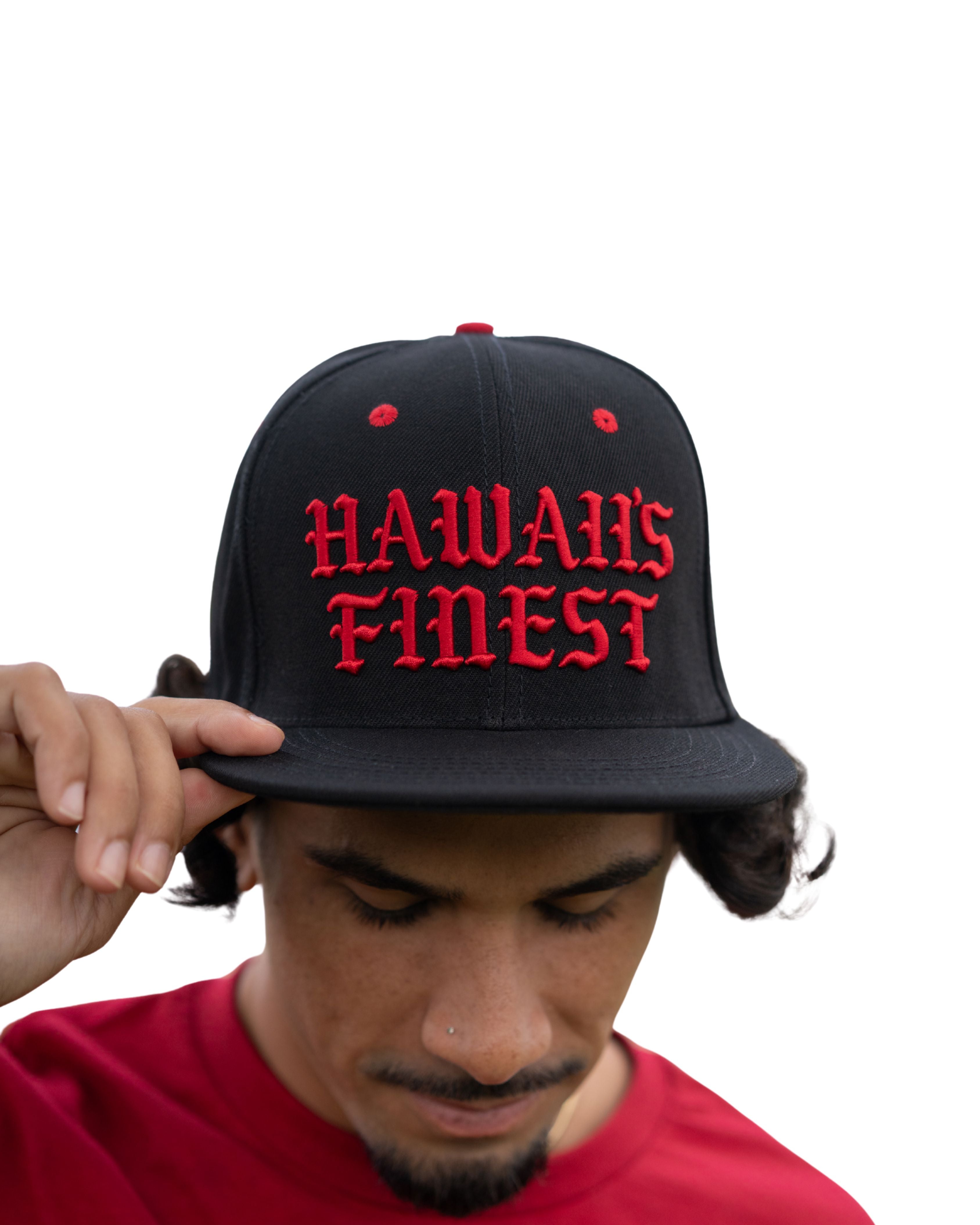 BLACK & RED OLD ENGLISH HAT Hat Hawaii's Finest 