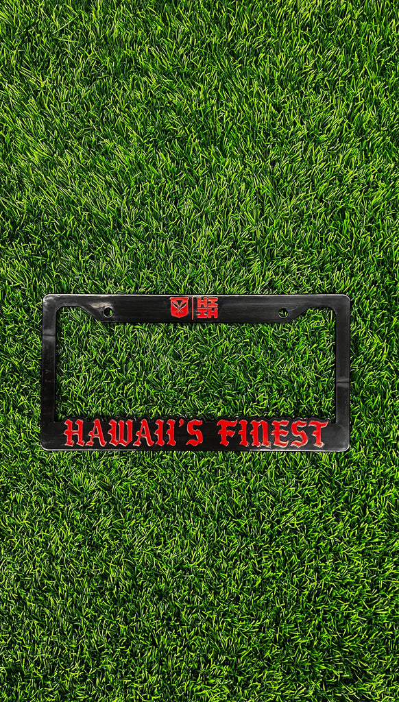 BLACK & RED OLD ENGLISH LICENSE PLATE Utility Hawaii's Finest 