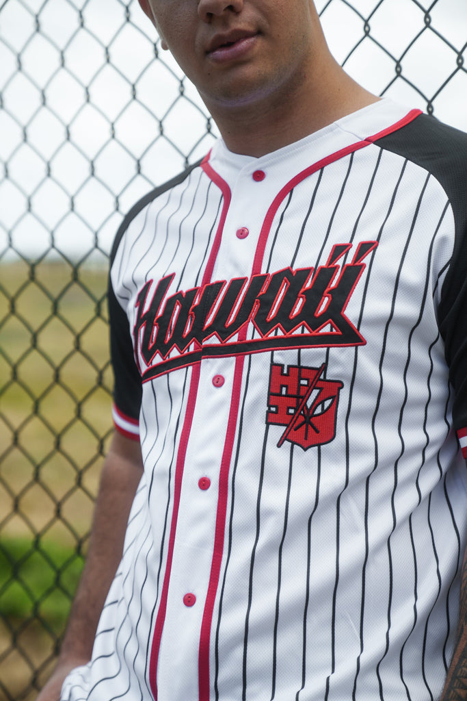 BLACK & RED PINSTRIPE BASEBALL JERSEY Jersey Hawaii's Finest 