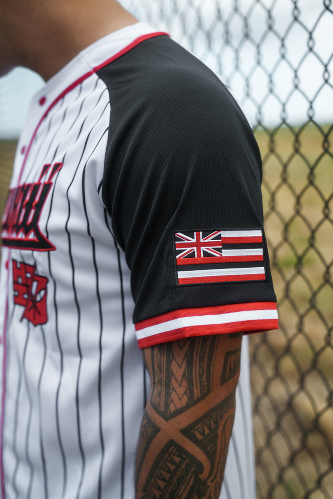 BLACK & RED PINSTRIPE BASEBALL JERSEY Jersey Hawaii's Finest 