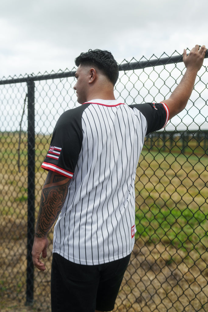 BLACK & RED PINSTRIPE BASEBALL JERSEY Jersey Hawaii's Finest 