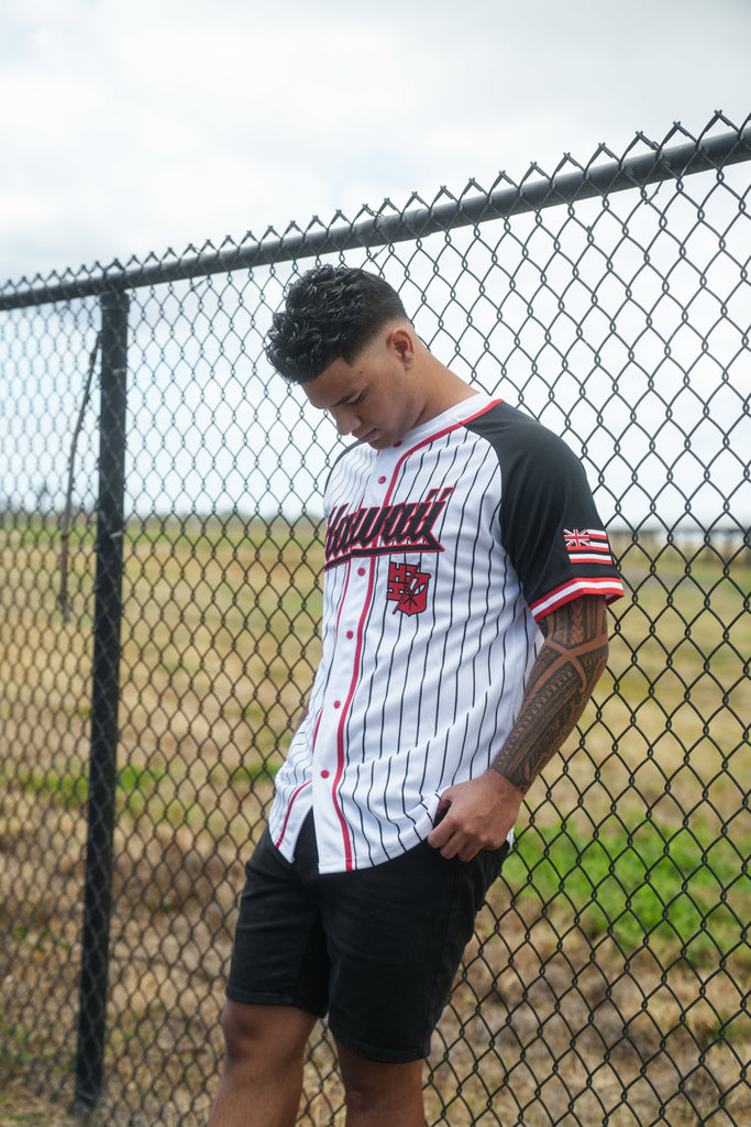 BLACK & RED PINSTRIPE BASEBALL JERSEY Jersey Hawaii's Finest 