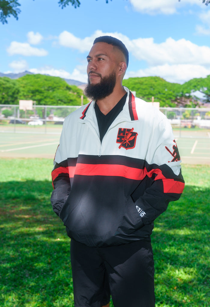 BLACK & RED PULLOVER STARTER JACKET Jacket Hawaii's Finest 