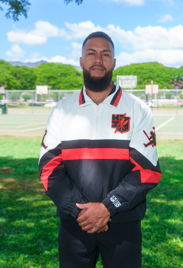 BLACK & RED PULLOVER STARTER JACKET Jacket Hawaii's Finest SMALL 