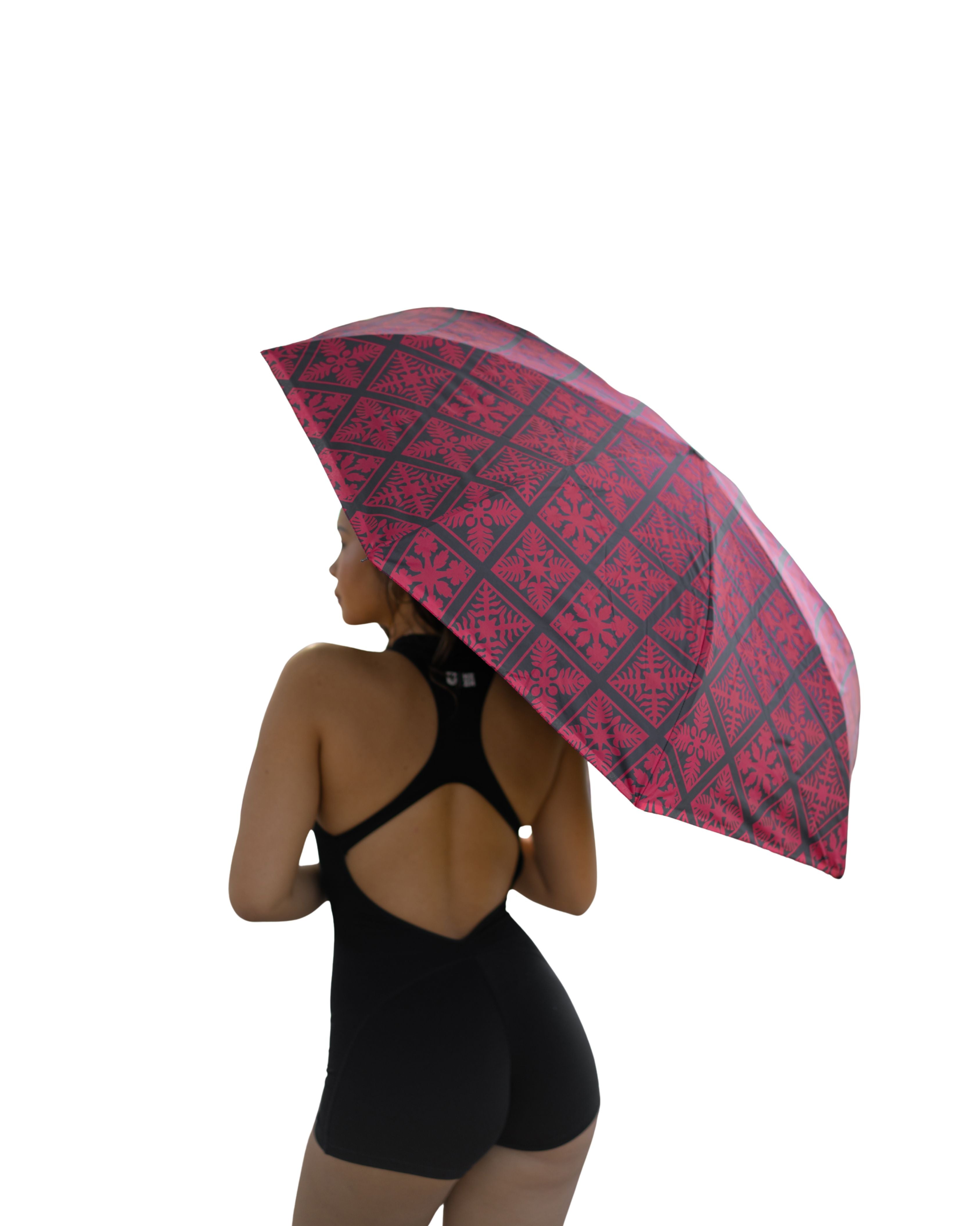 BLACK & RED QUILT UMBRELLA Hawaii's Finest 