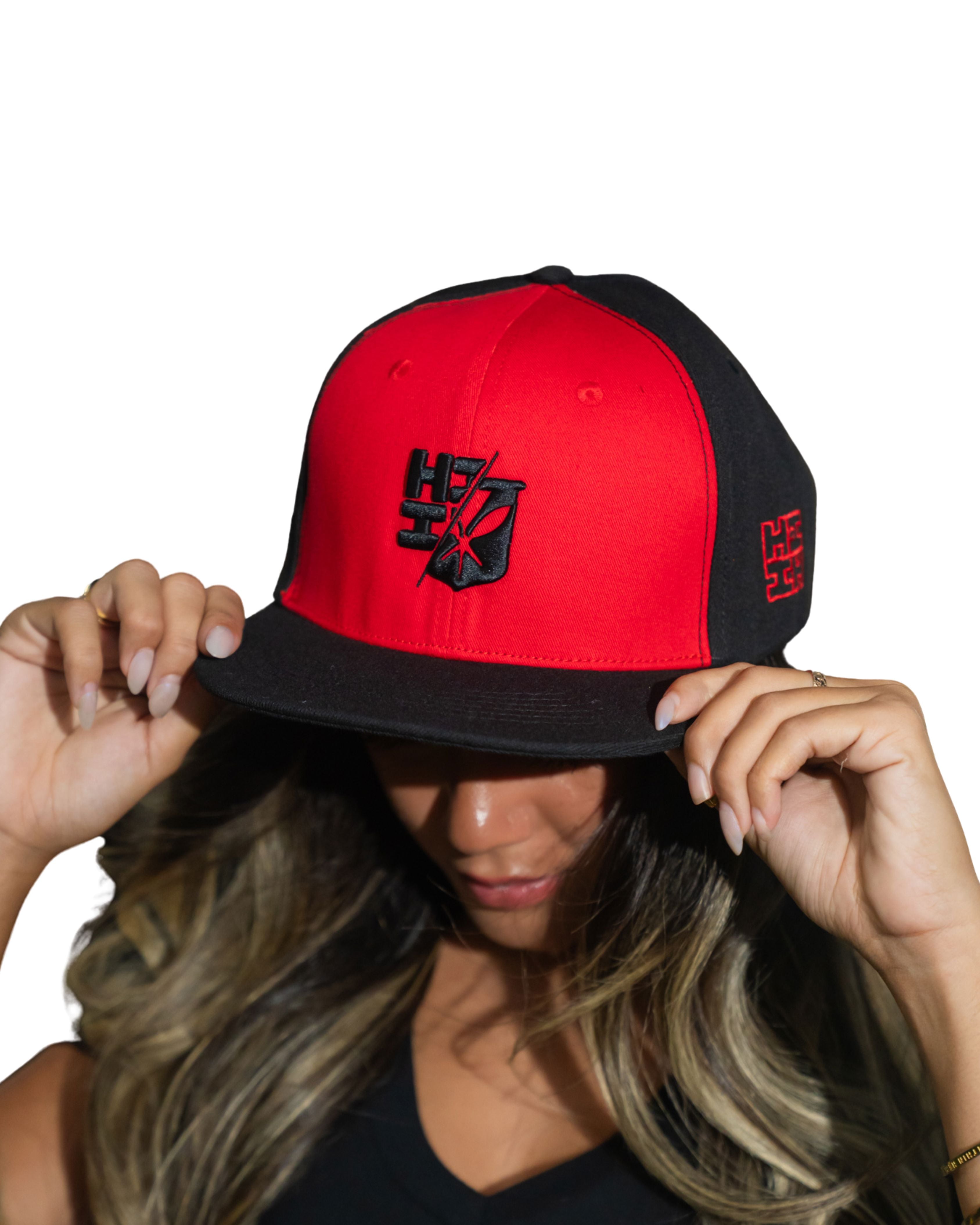 BLACK & RED SPLIT LOGO HAT Hat Hawaii's Finest 