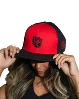 BLACK & RED SPLIT LOGO HAT