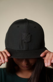 BLACK RUBBER SPLIT LOGO HAT Hat Hawaii's Finest 