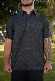 BLACK & RUST TRIANGLES ALOHA POLO Polo Hawaii's Finest 