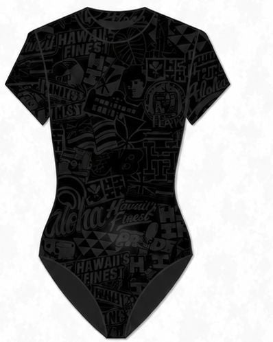 BLACK STICKERBOMB BODYSUIT Shirts Hawaii's Finest 