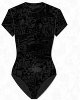 BLACK STICKERBOMB BODYSUIT