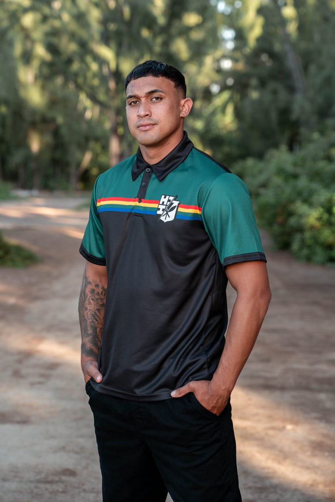 BLACK UH RETRO GOLF SHIRT Jersey Hawaii's Finest SMALL 