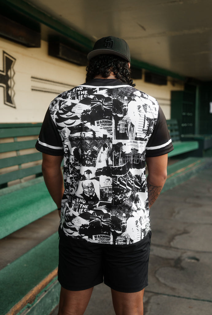 BLACK & WHITE COLLAGE BASEBALL JERSEY Jersey Hawaii's Finest 