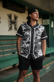 BLACK & WHITE COLLAGE BASEBALL JERSEY Jersey Hawaii's Finest 