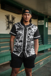 BLACK & WHITE COLLAGE BASEBALL JERSEY Jersey Hawaii's Finest SMALL 