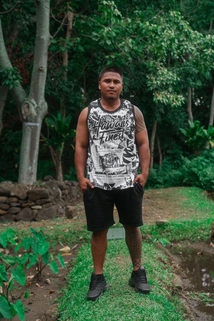 BLACK & WHITE COLLAGE BASKETBALL JERSEY Jersey Hawaii's Finest SMALL 