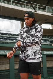 BLACK & WHITE COLLAGE DRI-FIT LONGSLEEVE W/HOOD Jacket Hawaii's Finest 