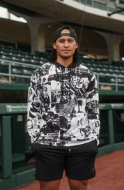 BLACK & WHITE COLLAGE DRI-FIT LONGSLEEVE W/HOOD Jacket Hawaii's Finest SMALL 